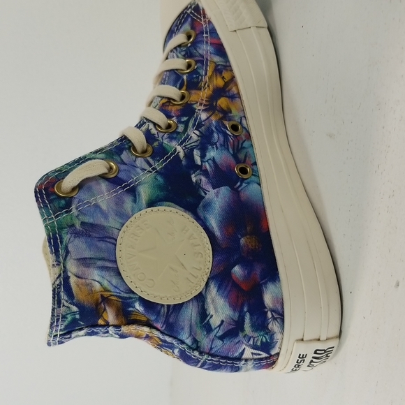 Converse Chuck Taylor All Star Floral Blue Purple Hi Top Sneakers 7 - Picture 6 of 13